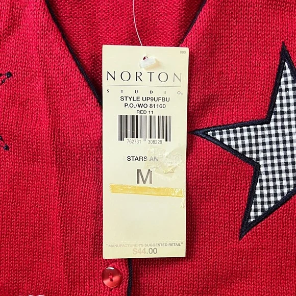 Patriotic Knit - Red, White, & Blue Star Patterned Women's Cardigan - Picture 3 of 10